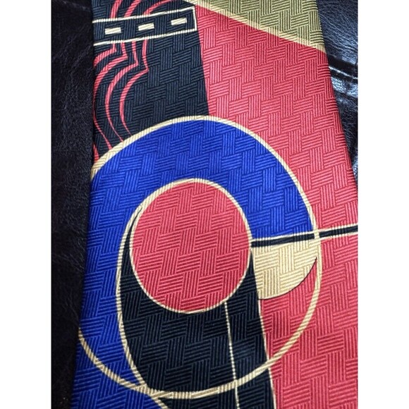Pangborn Design 100% Italian Silk Tie Geometric Design 80s Retro Style - Picture 3 of 6